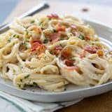Plate of Alfredo Pasta with Bacon