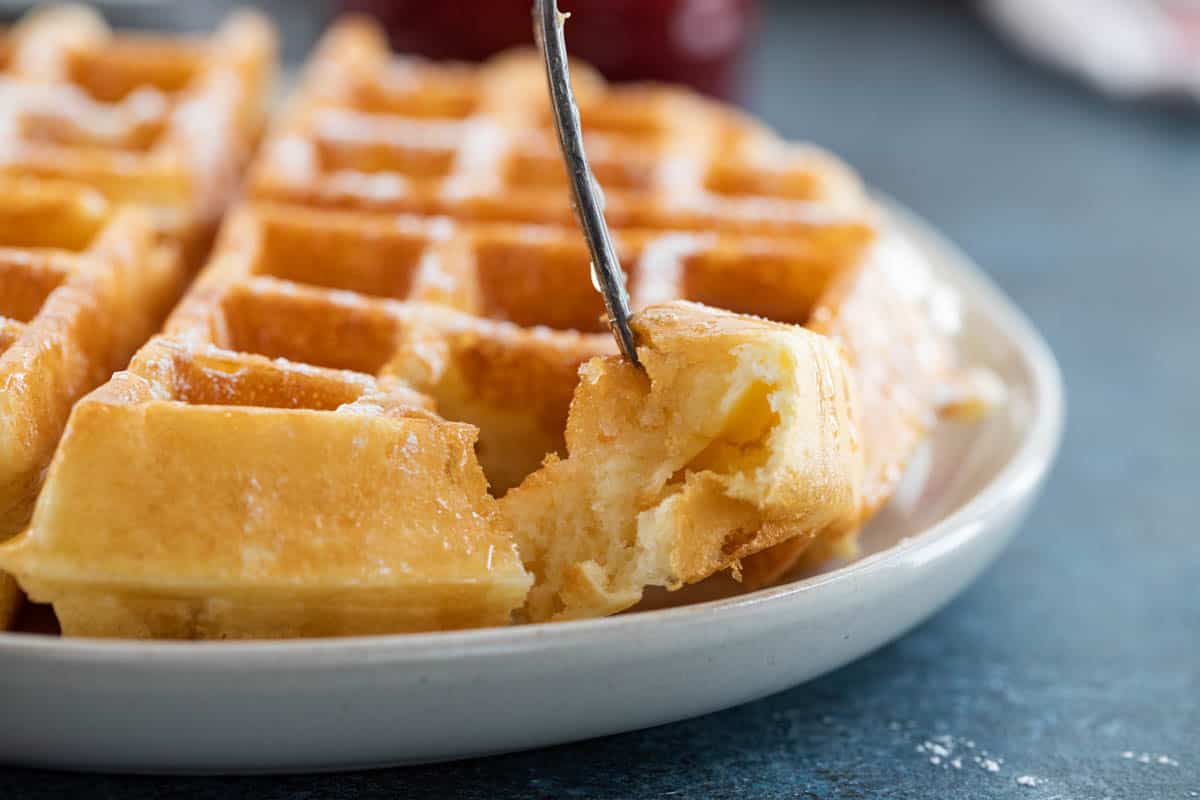 Texture of fluffy waffles