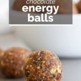 Peanut Butter Chocolate Energy Balls with text overlay.