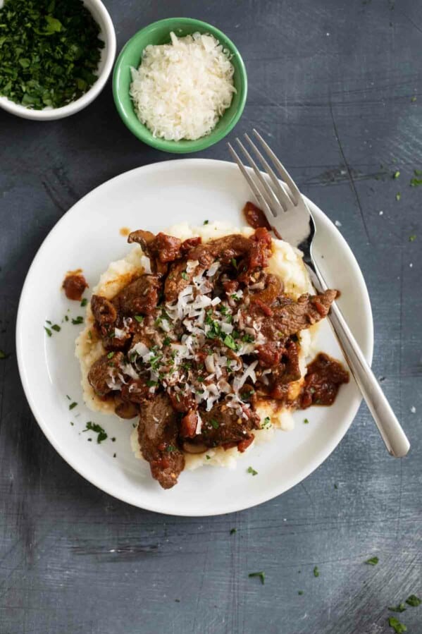 Steak Ragu over mashed potatoes