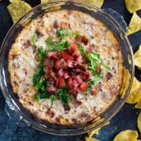 BLT Dip topped with lettuce and tomatoes