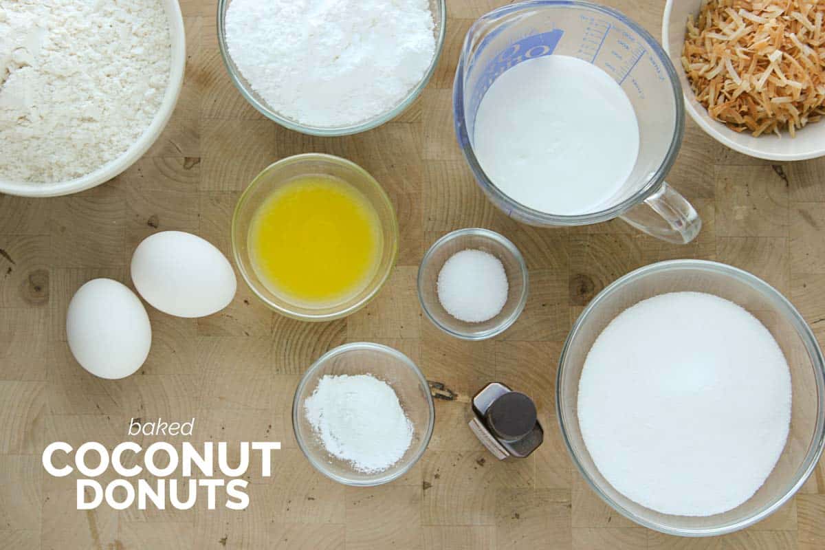 ingredients for Baked Coconut Donuts