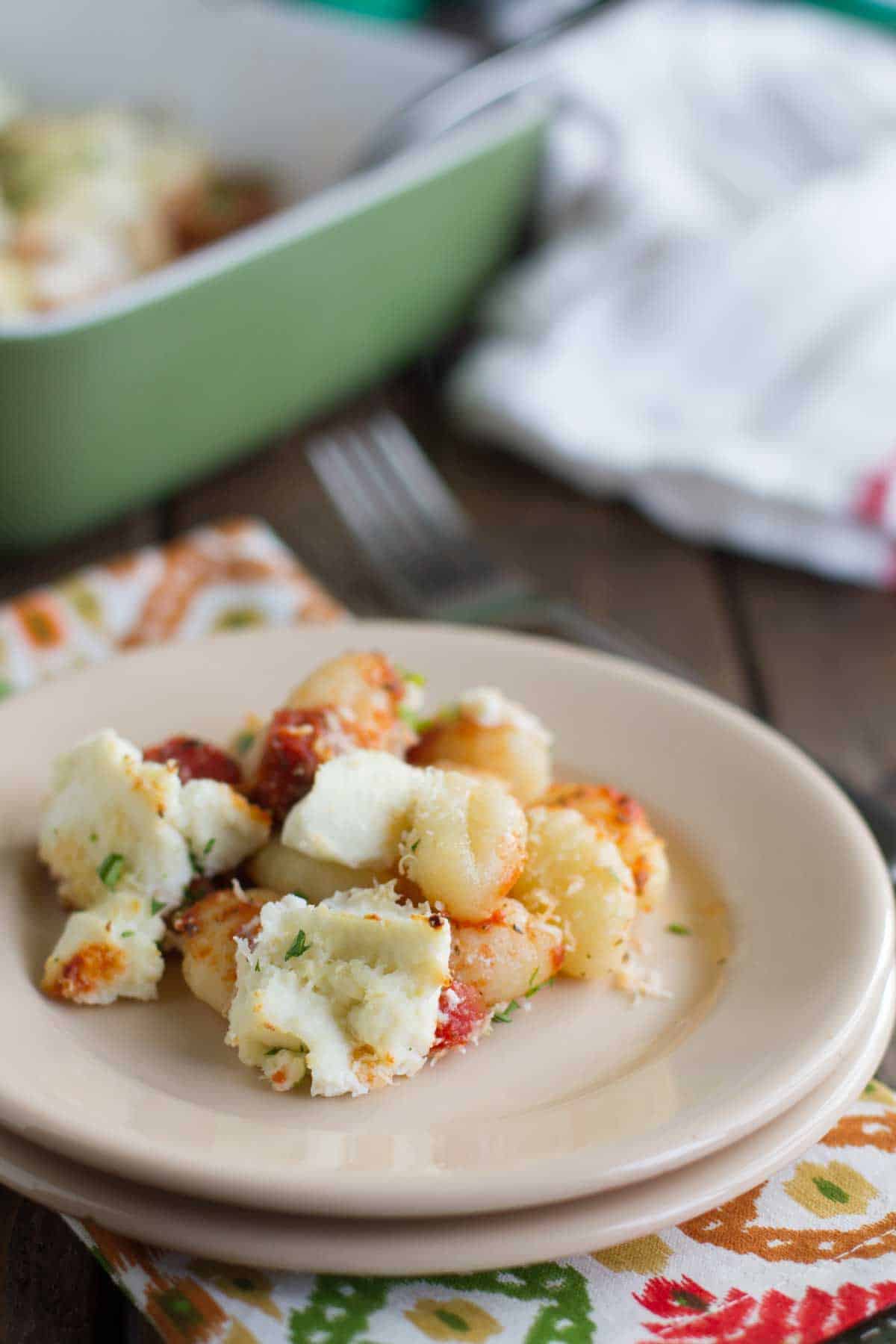 Serving of Baked Gnocchi with Ricotta