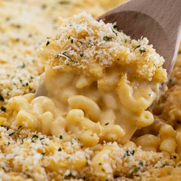 macaroni and cheese topped with panko