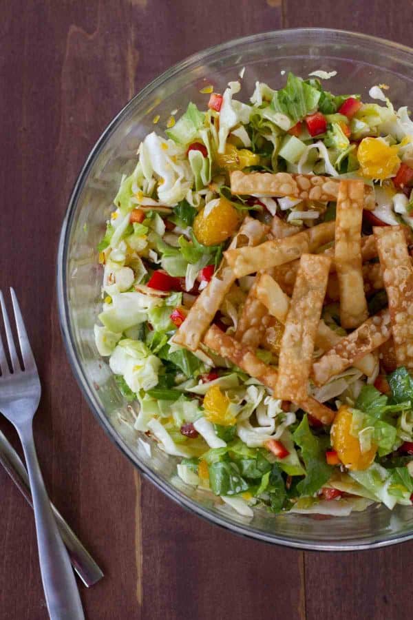 Salad with Fried Wonton Wrappers