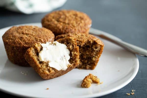 bran muffins with butter