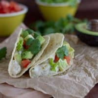 chicken tacos with cilantro and chiles