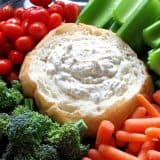 dill dip in a bread bowl