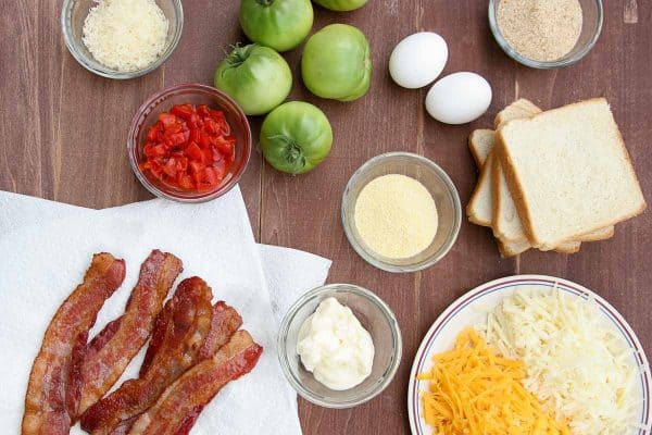 Ingredients for a Fried Green Tomato Sandwich