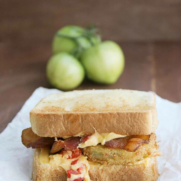 Fried Green Tomato Sandwich on Toast with Bacon