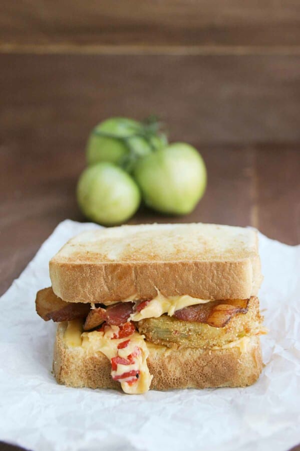 Fried Green Tomato Sandwich on Toast with Bacon