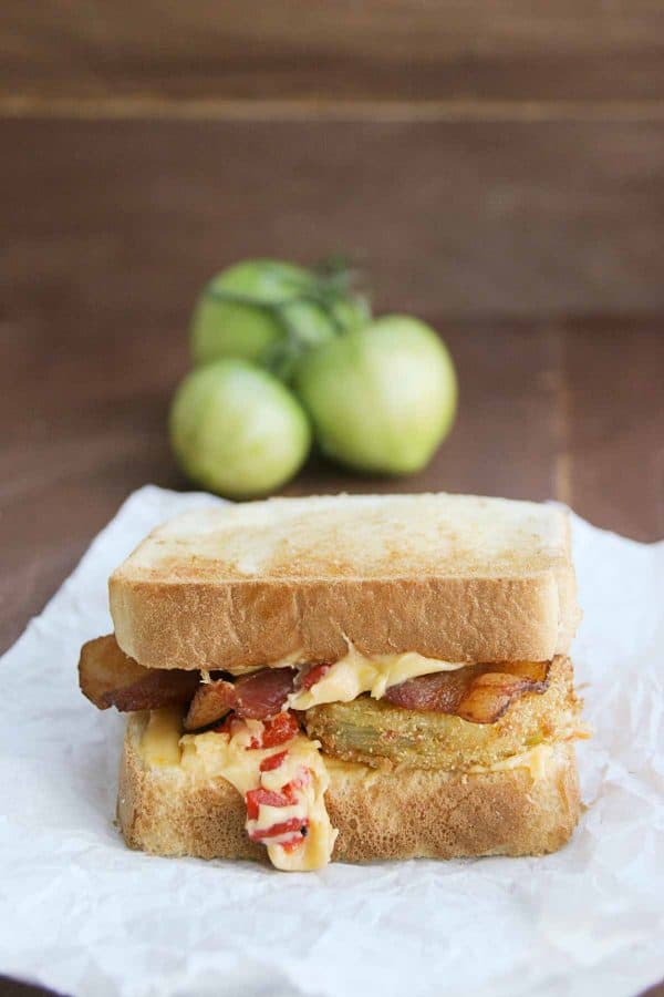 Fried Green Tomato Sandwich on Toast with Bacon