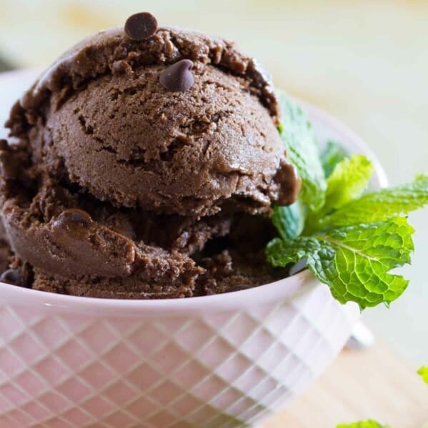 bowl of chocolate mint ice cream