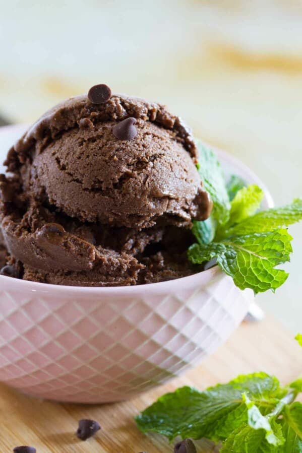 bowl of chocolate mint ice cream