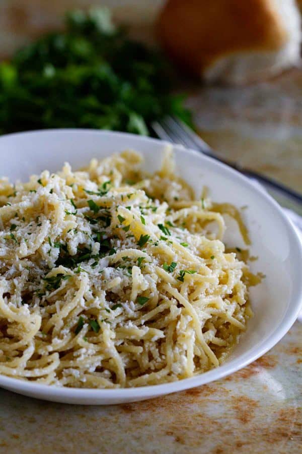 bowl of Mizithra Cheese Pasta