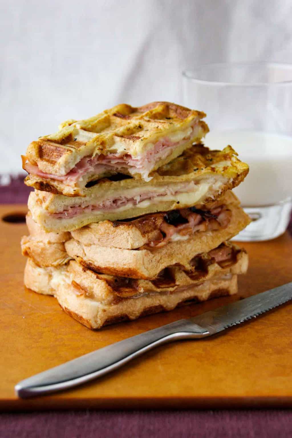 Monte Cristo Waffle Sandwiches with Ham and Turkey Taste and Tell