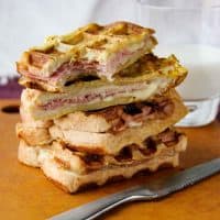 stack of Monte Cristo Waffle Sandwiches