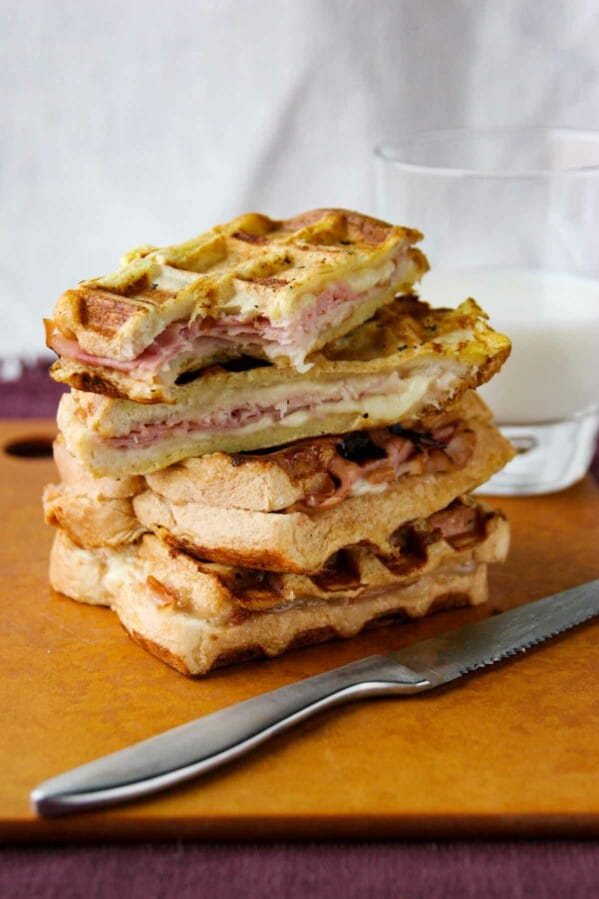 stack of Monte Cristo Waffle Sandwiches