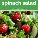 Raspberry Spinach Salad with text overlay.