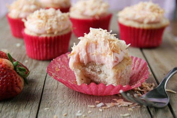 texture of Strawberry Colada Cupcakes