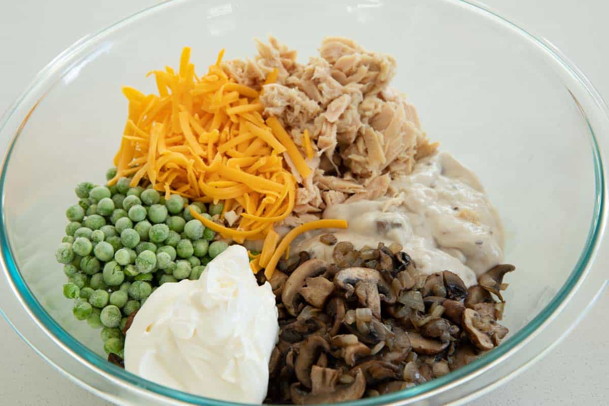 A childhood classic that should be in every recipe repertoire, this Tuna Casserole is nostalgic and comforting and creamy and delicious. It’s always a family favorite for a reason! Ingredients for Tuna Casserole
