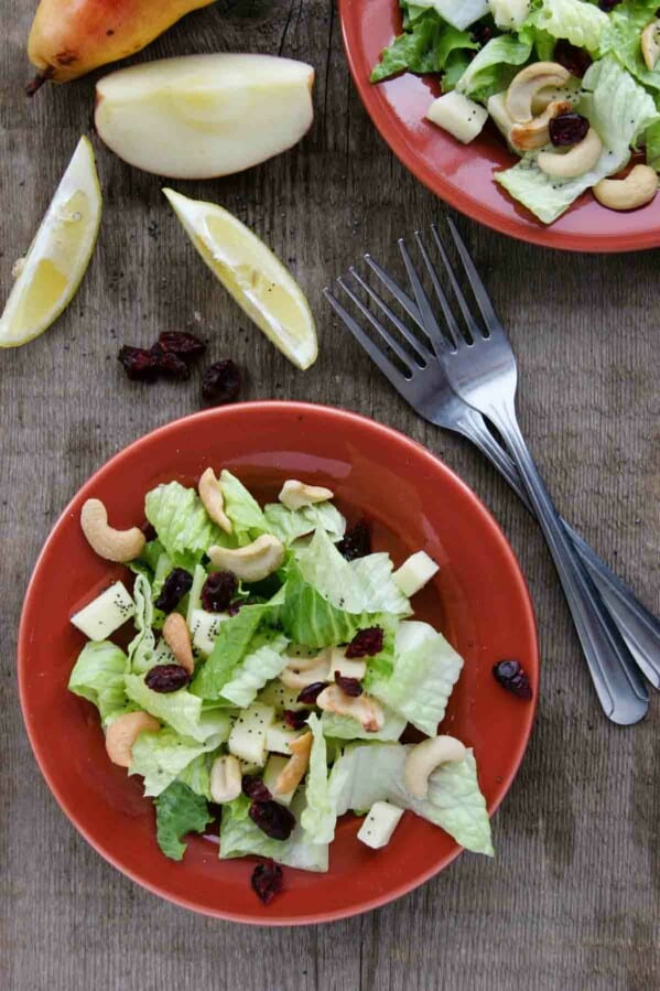 Plate with Winter Salad and Homemade Dressing