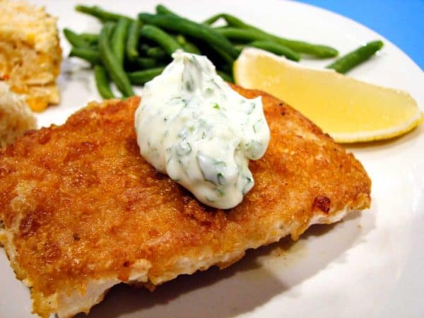 Cornflake Crusted Halibut with Chile Cilantro Aioli