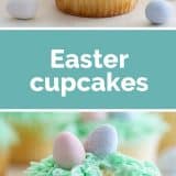 Easter Cupcakes collage with text bar in the middle.