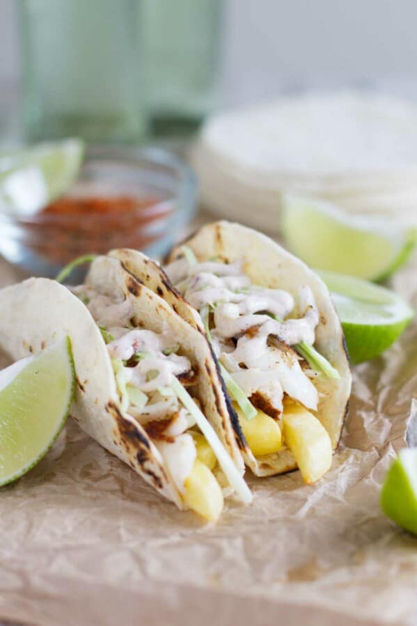 tacos with fish and French fries