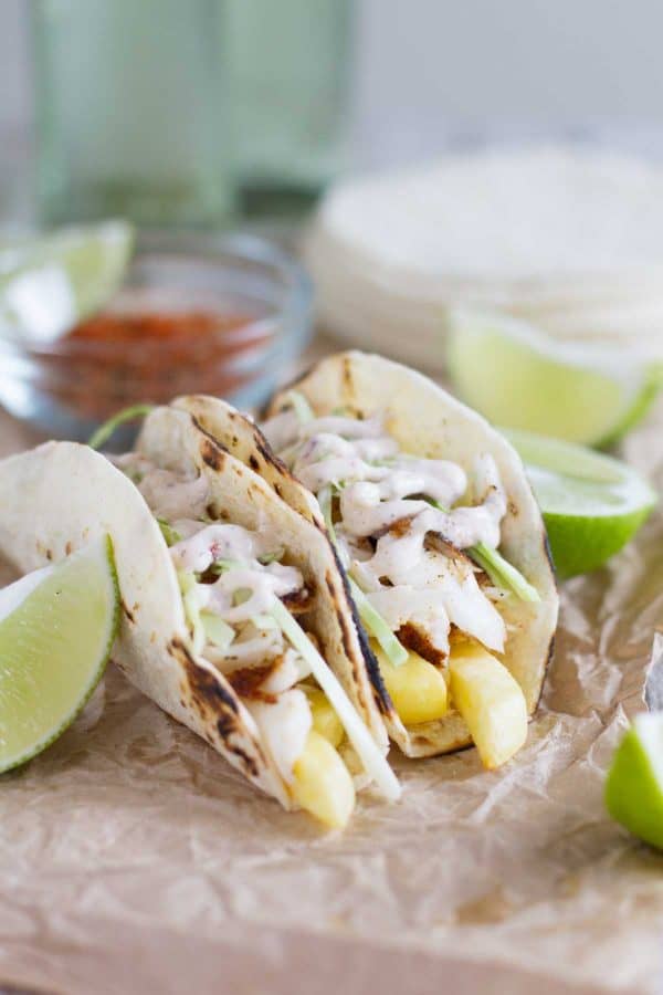 tacos with fish and French fries