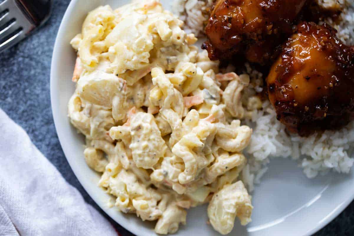 Macaroni Salad served with Shoyu Chicken