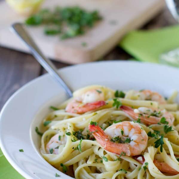 Bowl of Lemon Pepper Shrimp Pasta