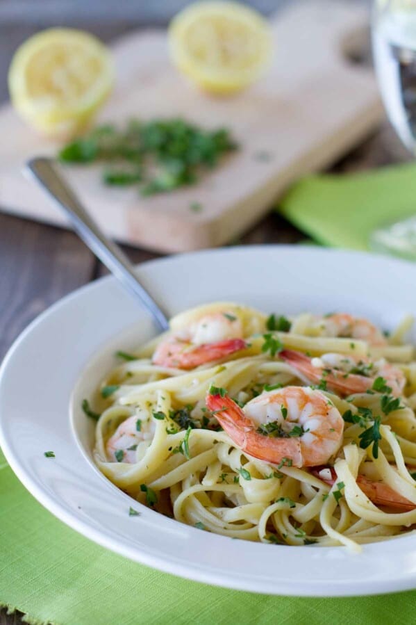 Bowl of Lemon Pepper Shrimp Pasta