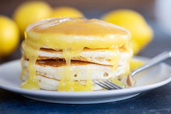 Stack of Pancakes with Lemon Sauce