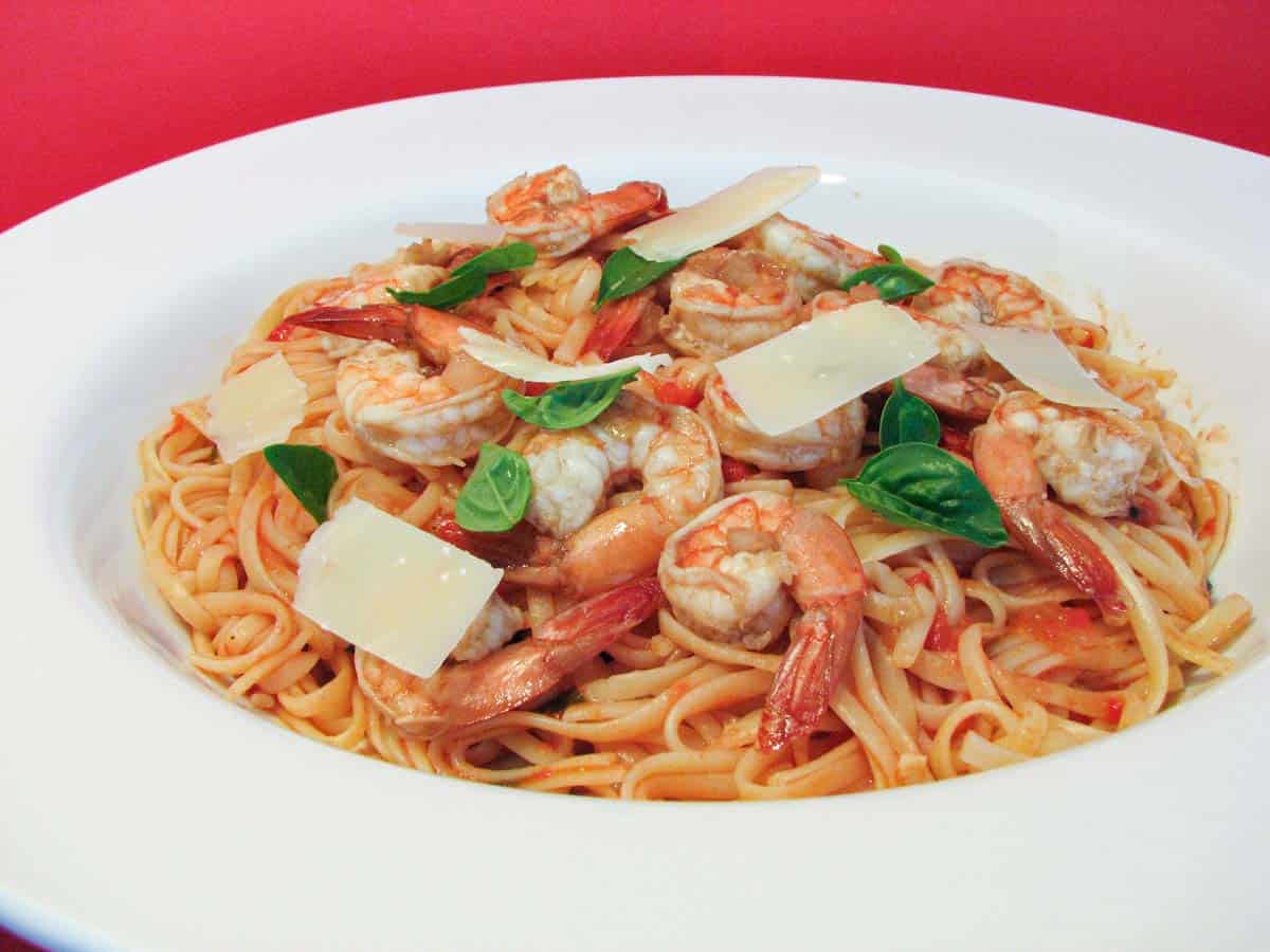 Linguine with Honeyed Tomato Sauce and Shrimp - Taste and Tell