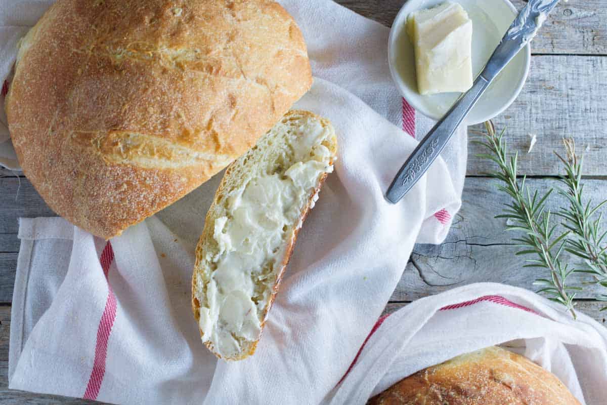 overhead view of potato bread