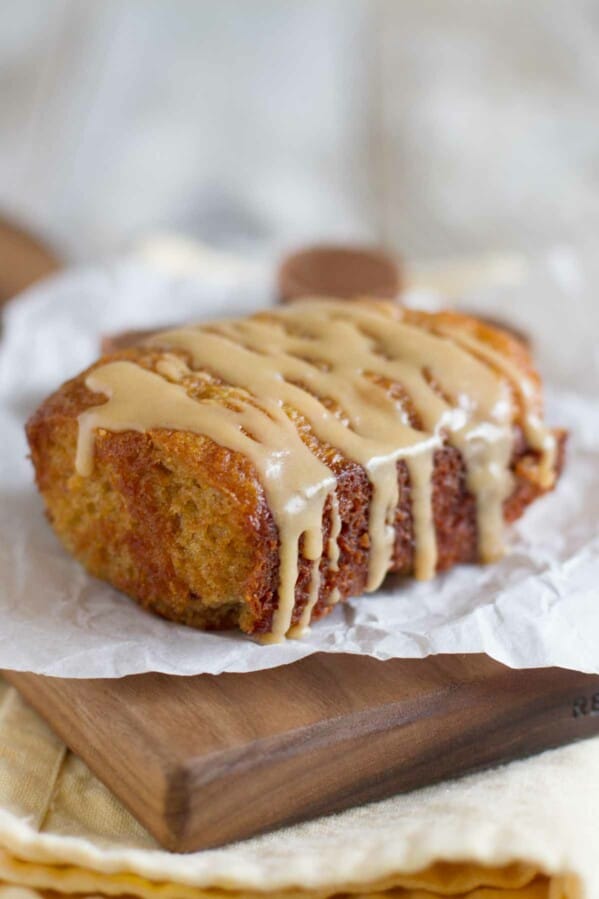 Mini loaf of Reeses Peanut Butter Banana Bread