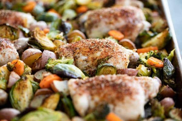 roasted chicken thighs with vegetables
