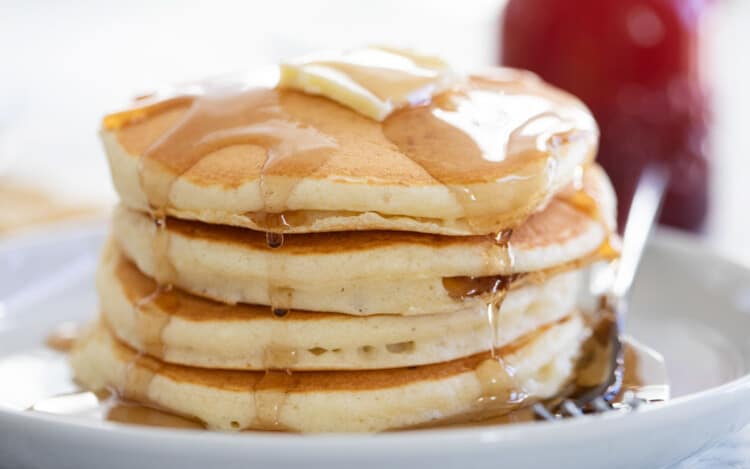 stack of pancakes with syrup