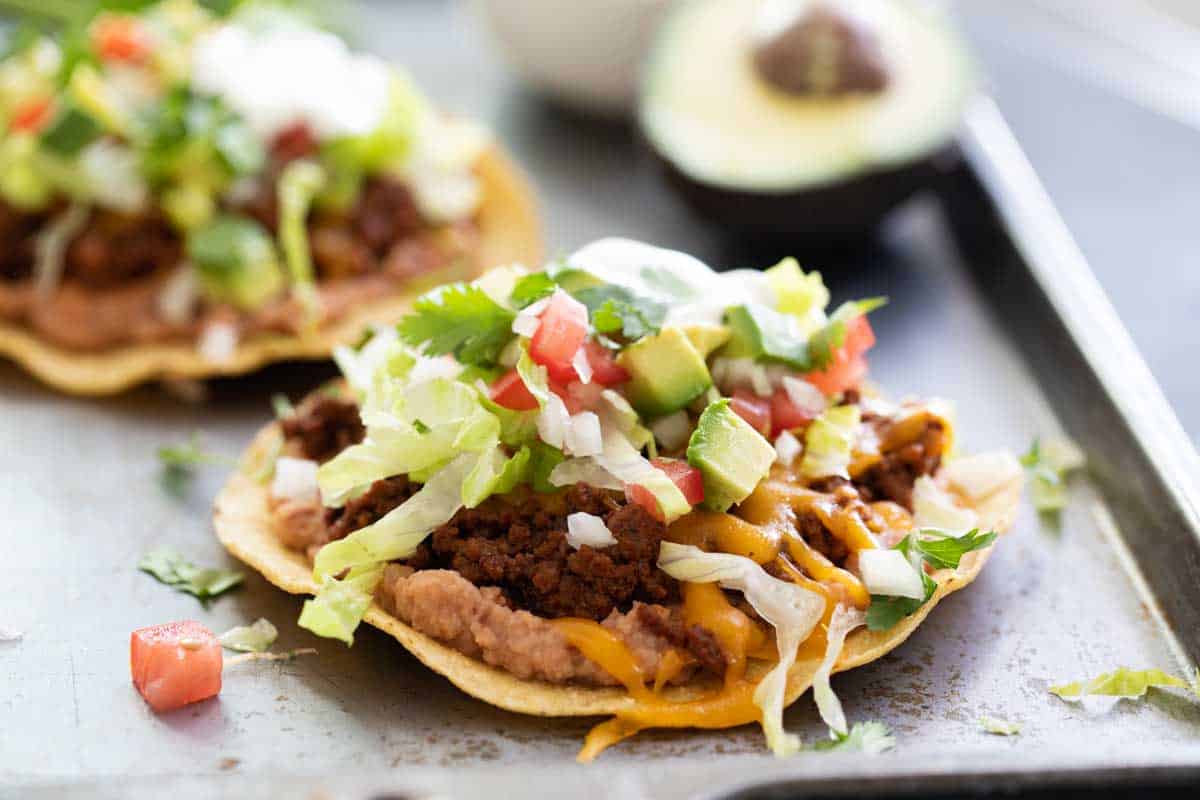 Beef Tostada Recipe with Beans