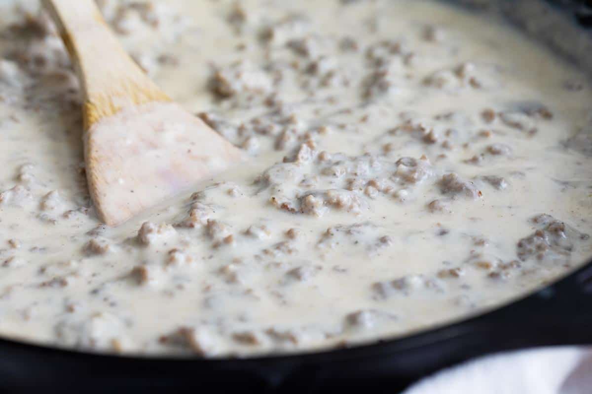 Homemade Sausage Gravy in a Skillet