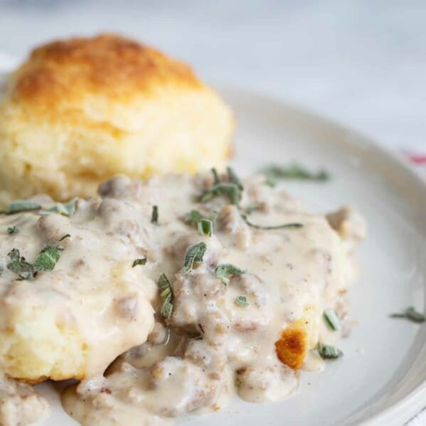 Plate with Biscuits and Sausage Gravy