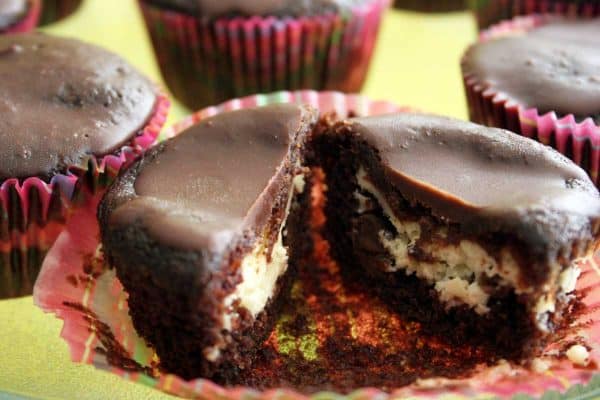 inside of black bottom cupcakes
