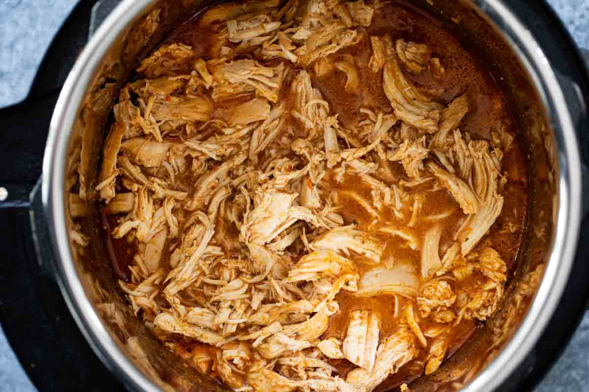 Chicken in the Instant Pot for Chicken Tostadas