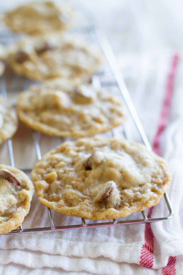 chocolate chip cookies on a cooling rack