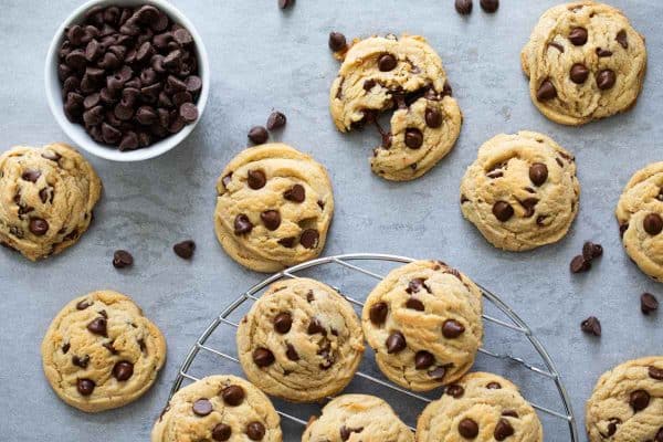 batch of chocolate chip pudding cookies