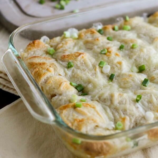 Ham and Cheese Crescent Bake in Casserole Dish