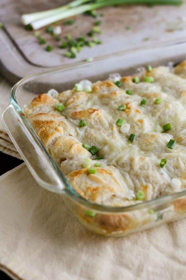 Ham and Cheese Crescent Bake in Casserole Dish