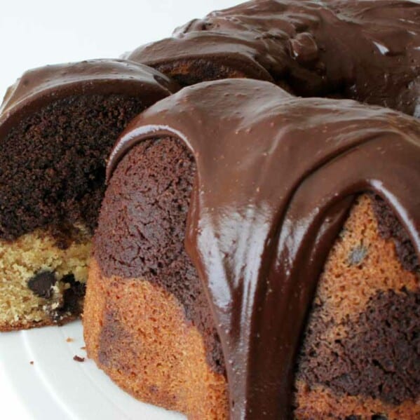 Marbled Chocolate Peanut Butter Cake