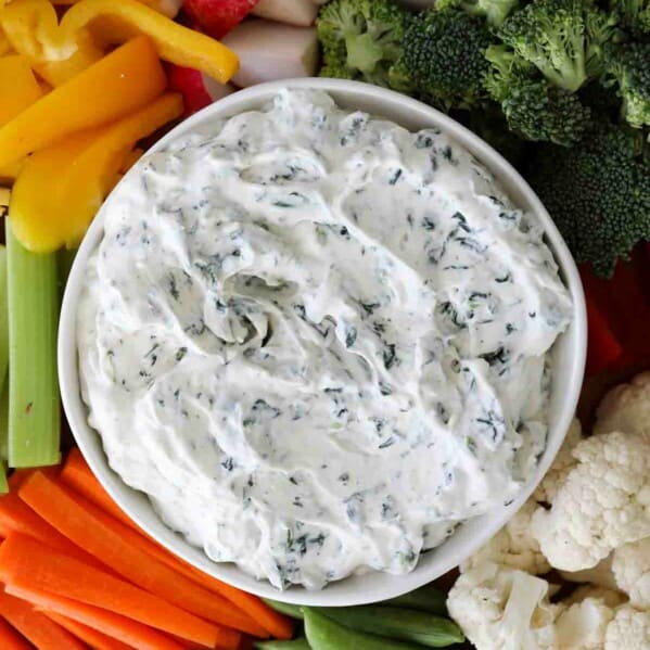 close up of spinach dip